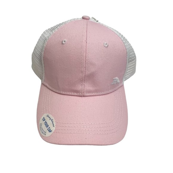 Tommy Bahama Tip Your Cap Marlin Logo Adult Cap Strap Back Mesh Pink White New - Picture 1 of 4
